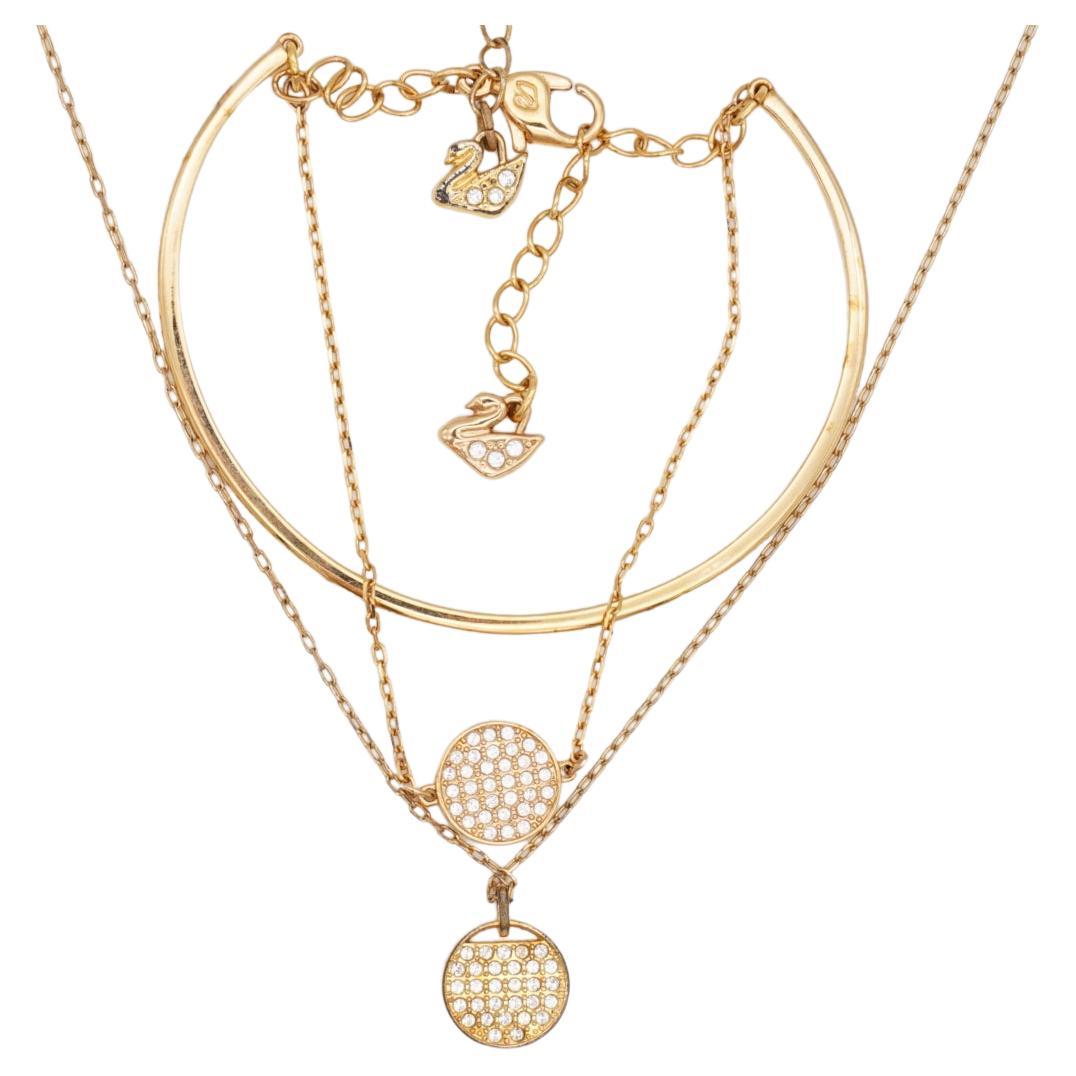 Swarovski Ginger Disc Round Crystals Necklace Bangle Bracelet Rose Gold Set