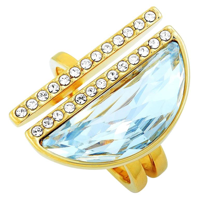Swarovski Glow Yellow Gold-Plated Stainless Steel and Crystal Ring