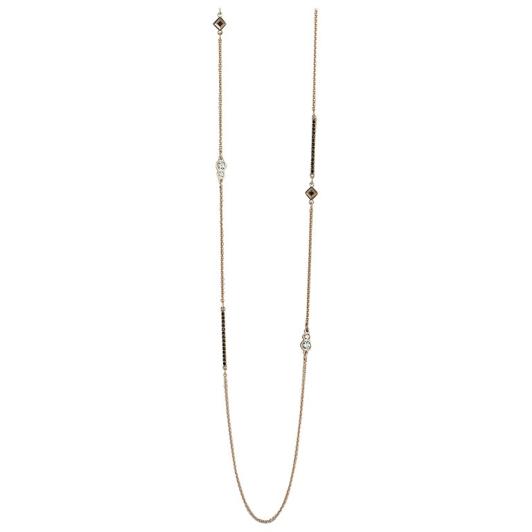 Swarovski Glowing Rose GoldPlated Crystal Long Necklace For Sale at