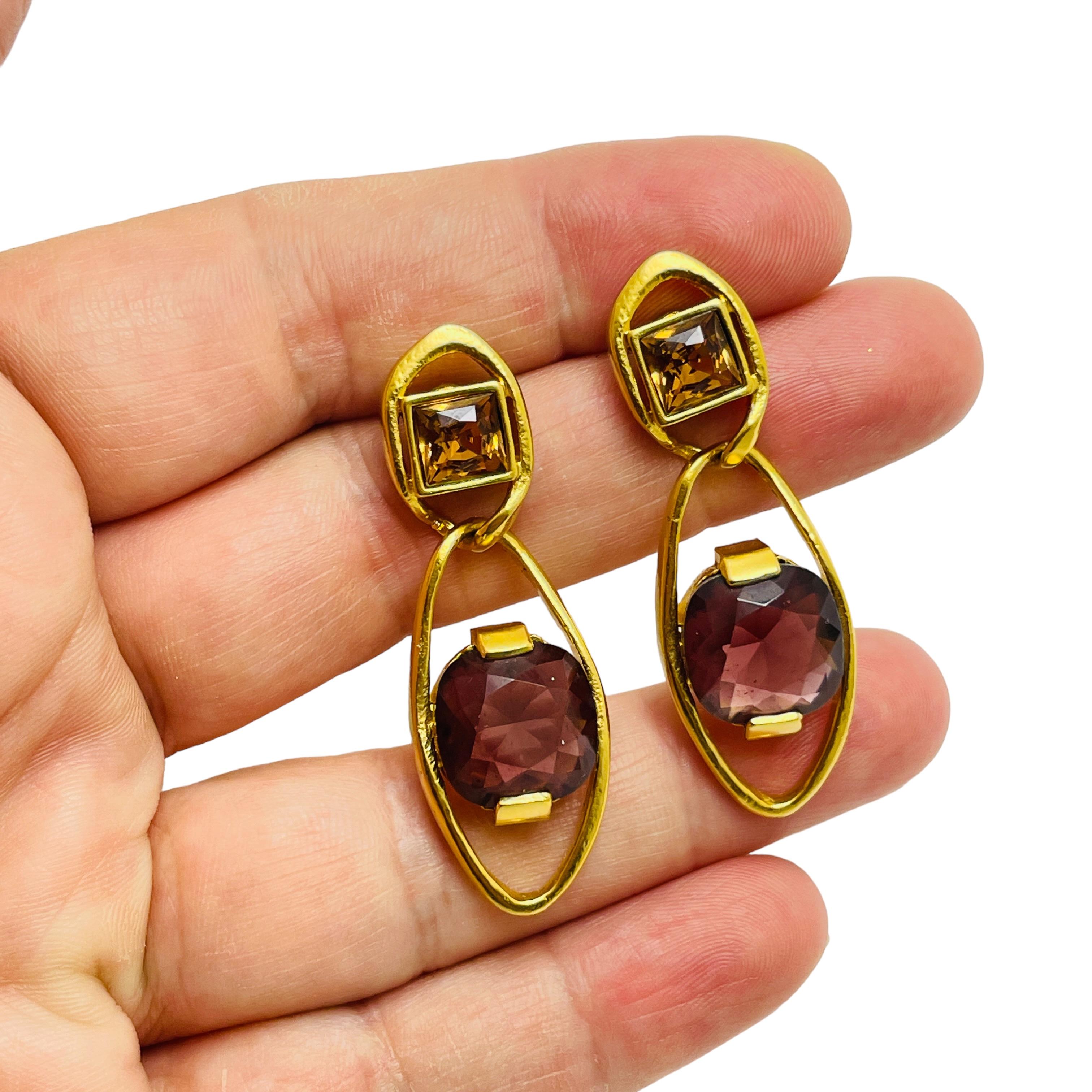 Women's SWAROVSKI gold plated crystal dangle designer earrings For Sale