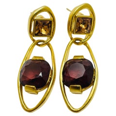 SWAROVSKI gold plated crystal dangle designer earrings
