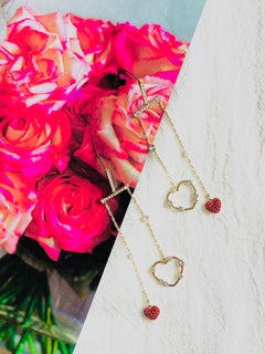 Swarovski Gold Red Heart Chandelier Mobile Pierced Long Drop Earrings, BNWT