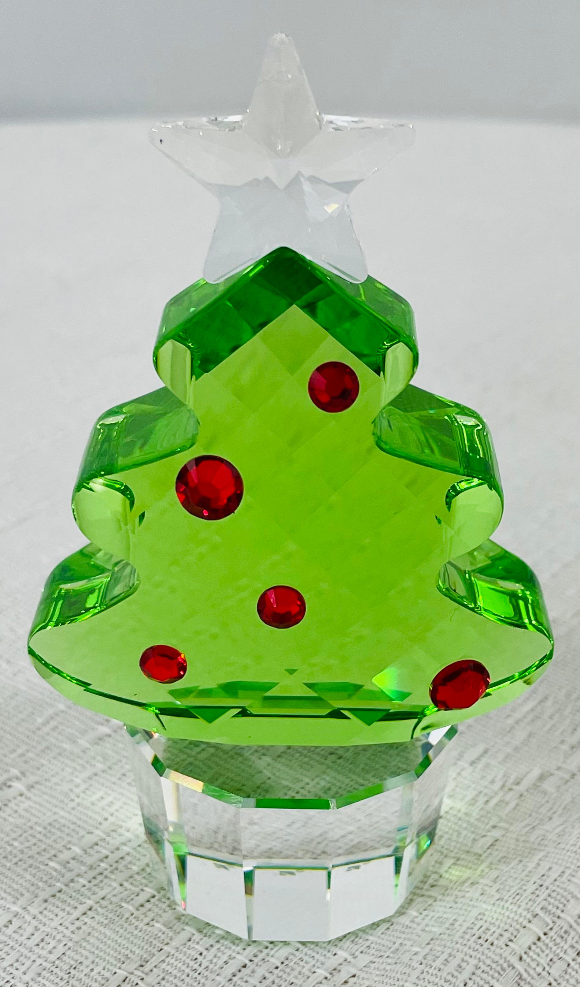 Late 20th Century Swarovski Green Crystal Figurine Christmas Tree