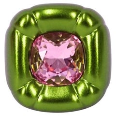 Swarovski Green 
Pink Crystal Statement Ring