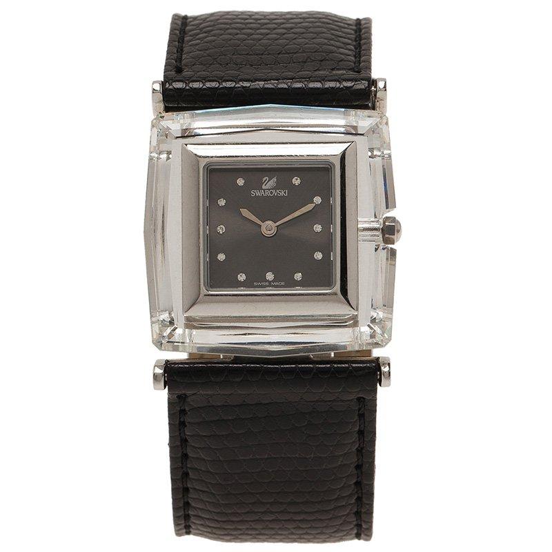 Contemporary Swarovski Grey Stainless Steel Rock N Light Women's Wristwatch 30MM