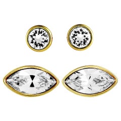 Swarovski Harley Gold-Plated and Crystal Pierced Earrings Set