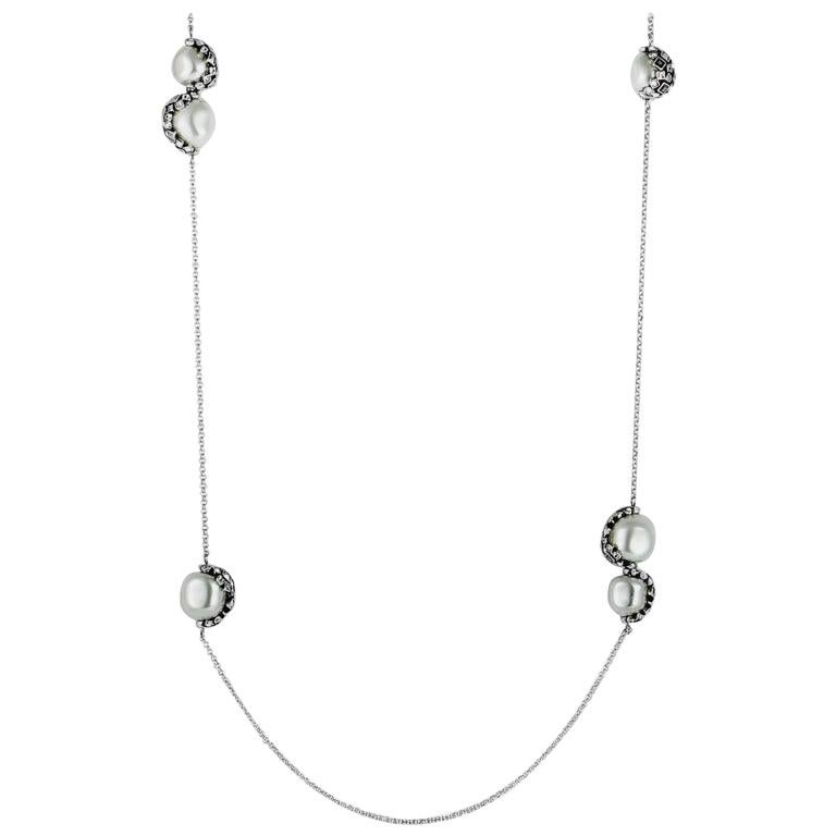 Swarovski Has Strandage Crystal Pearl Silver-Plated Chain Necklace For Sale  at 1stDibs