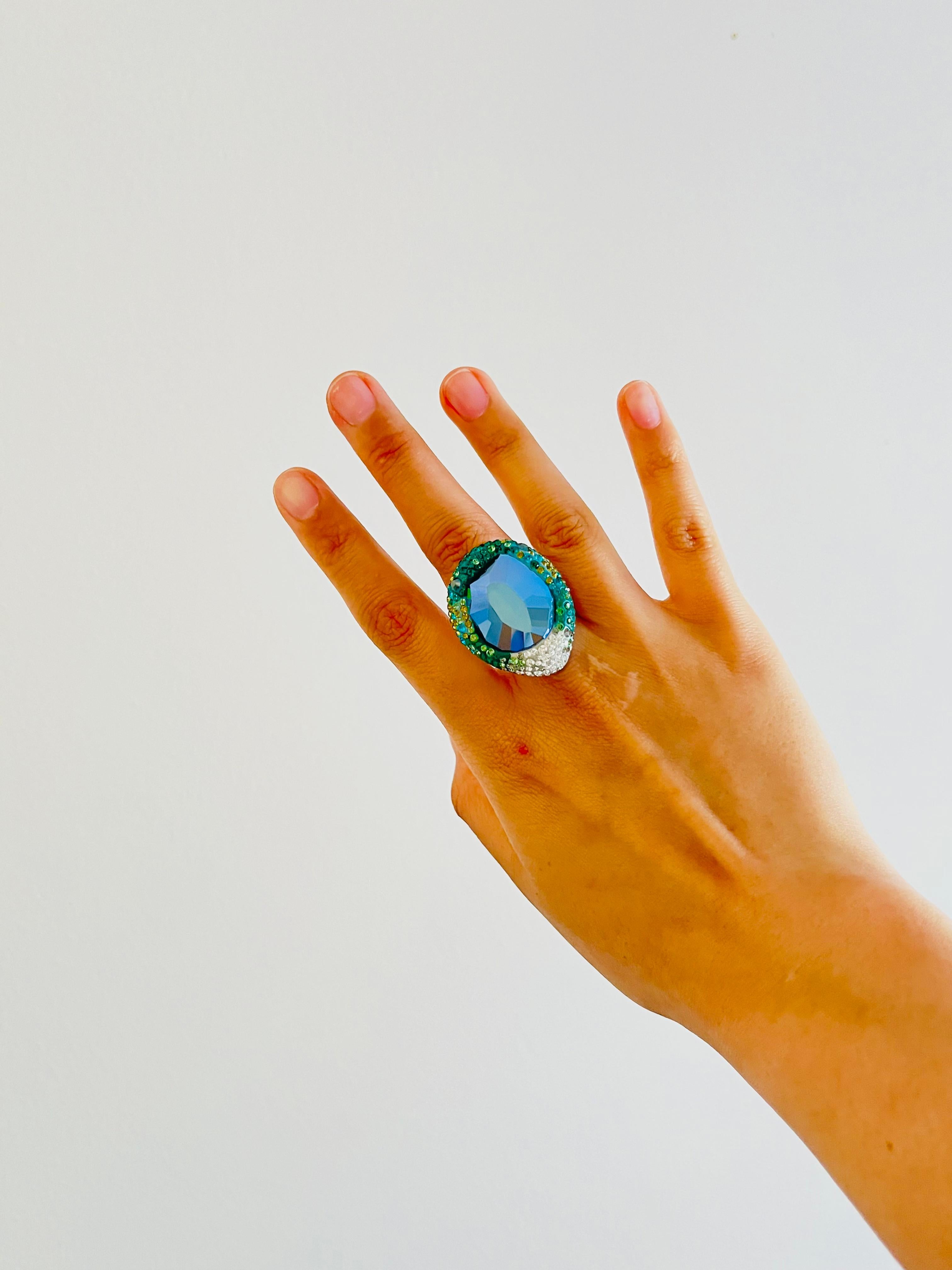 swarovski green ring