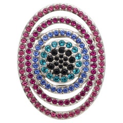 Swarovski Iconic Nirvana Luxury Rainbow Oval Openwork Crystals Cocktail Ring 55