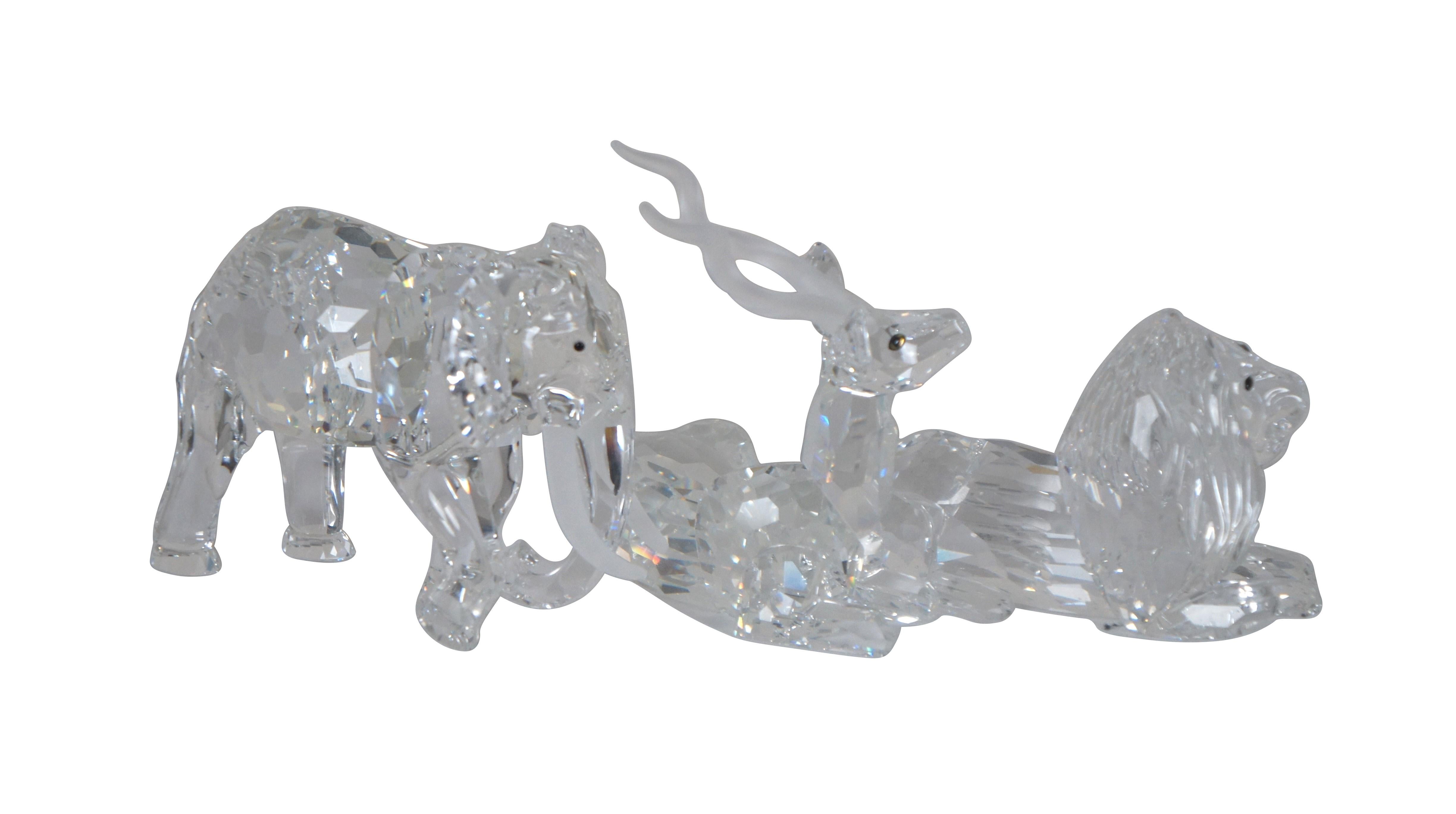 Swarovski Inspiration Africa Set 1993 Elephant 1994 Kudu 1995 Lion w COA Box In Good Condition In Dayton, OH