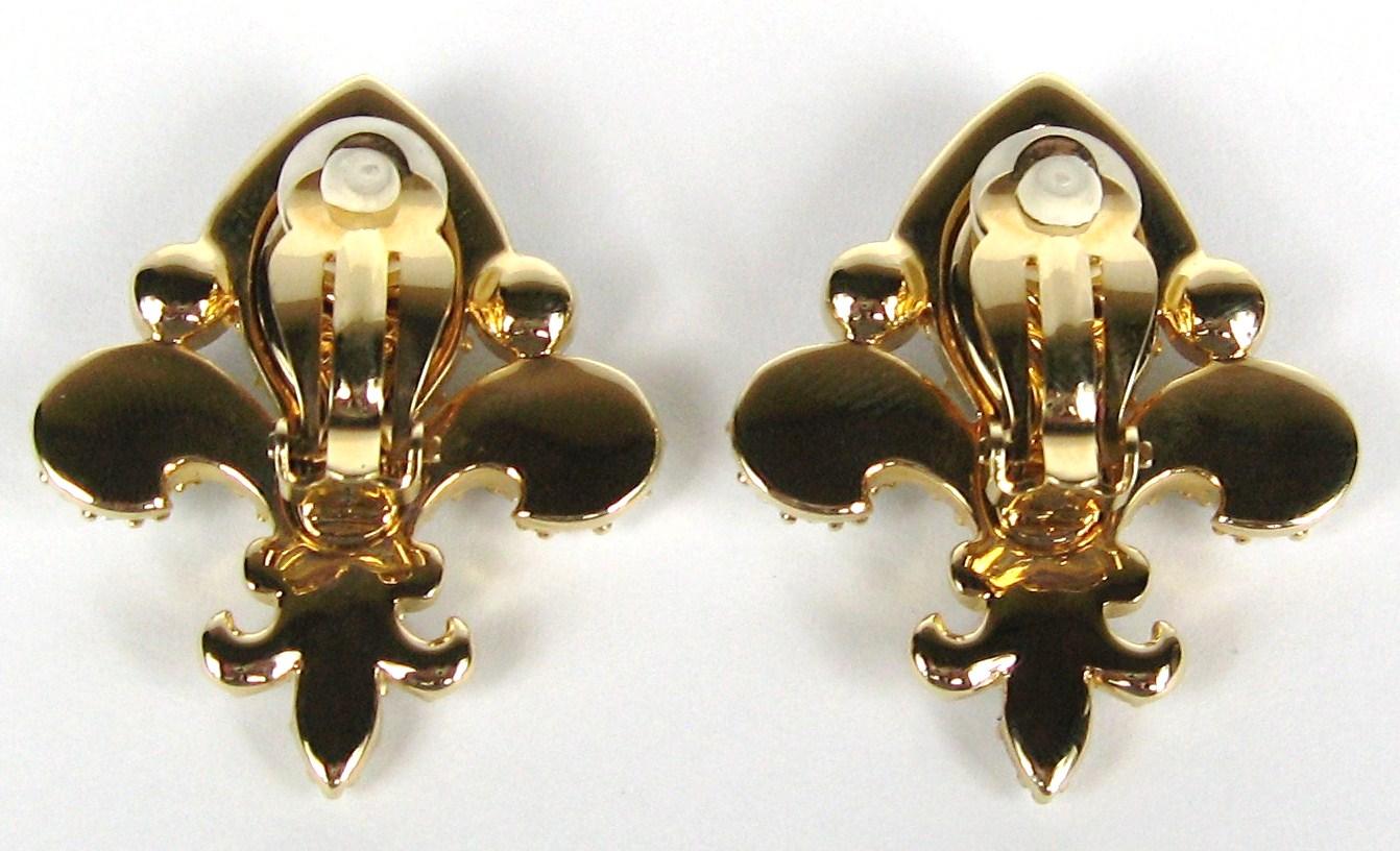 Swarovski jeweler's collection Fleur De Lis Earrings New, Never worn 1990s  In New Condition For Sale In Wallkill, NY