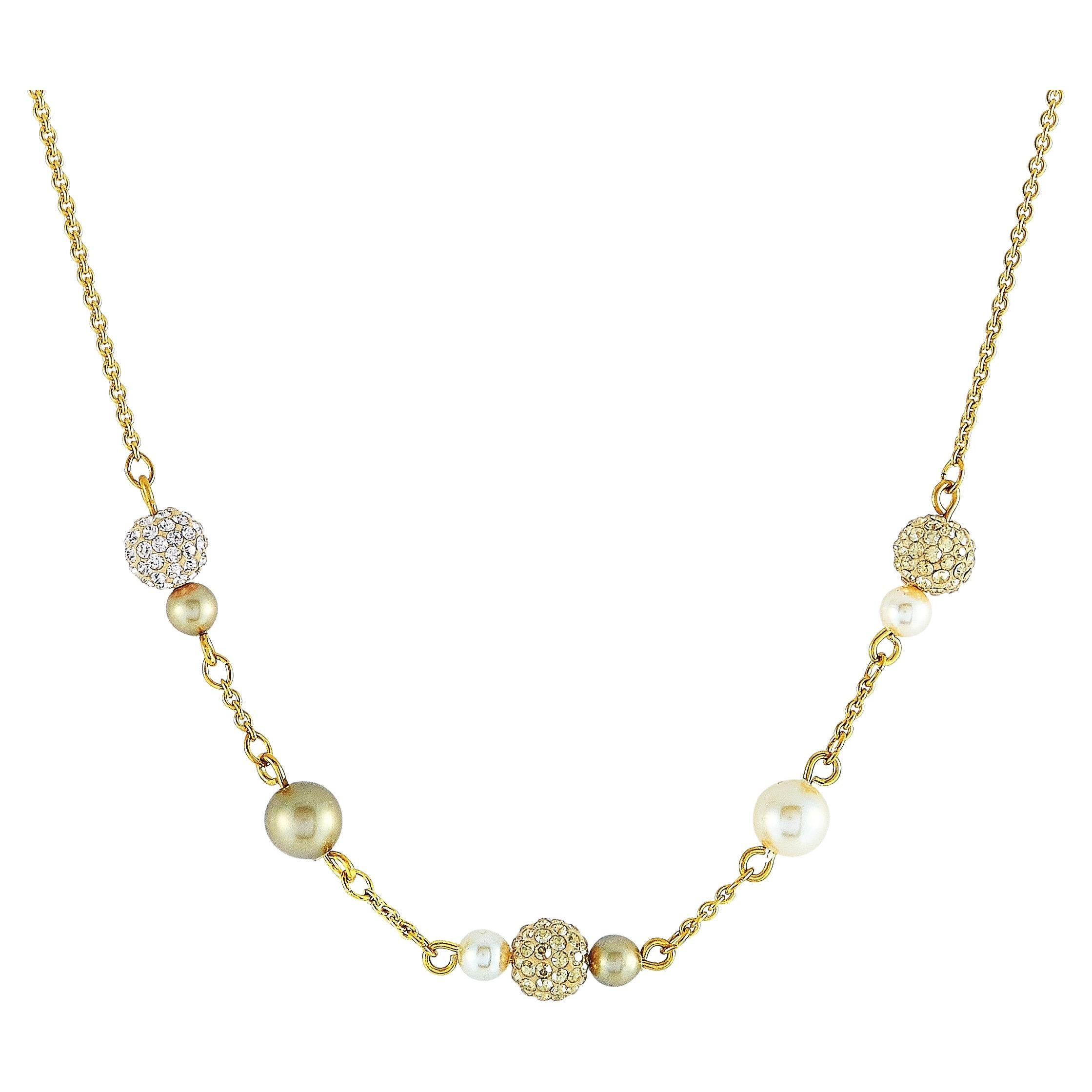 Swarovski Lady Jane Yellow Gold-Plated Stainless Steel Crystal Pearl Necklace
