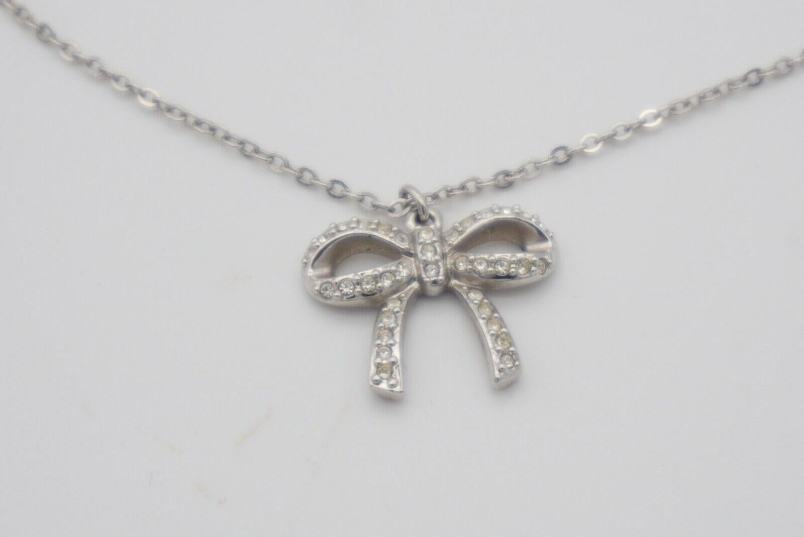 Swarovski Lifelong Knot Bow Crystals Pendant Cute Elegant White Silver Necklace For Sale 3