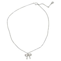 Swarovski Lifelong Knot Bow Crystals Pendant Cute Elegant White Silver Necklace