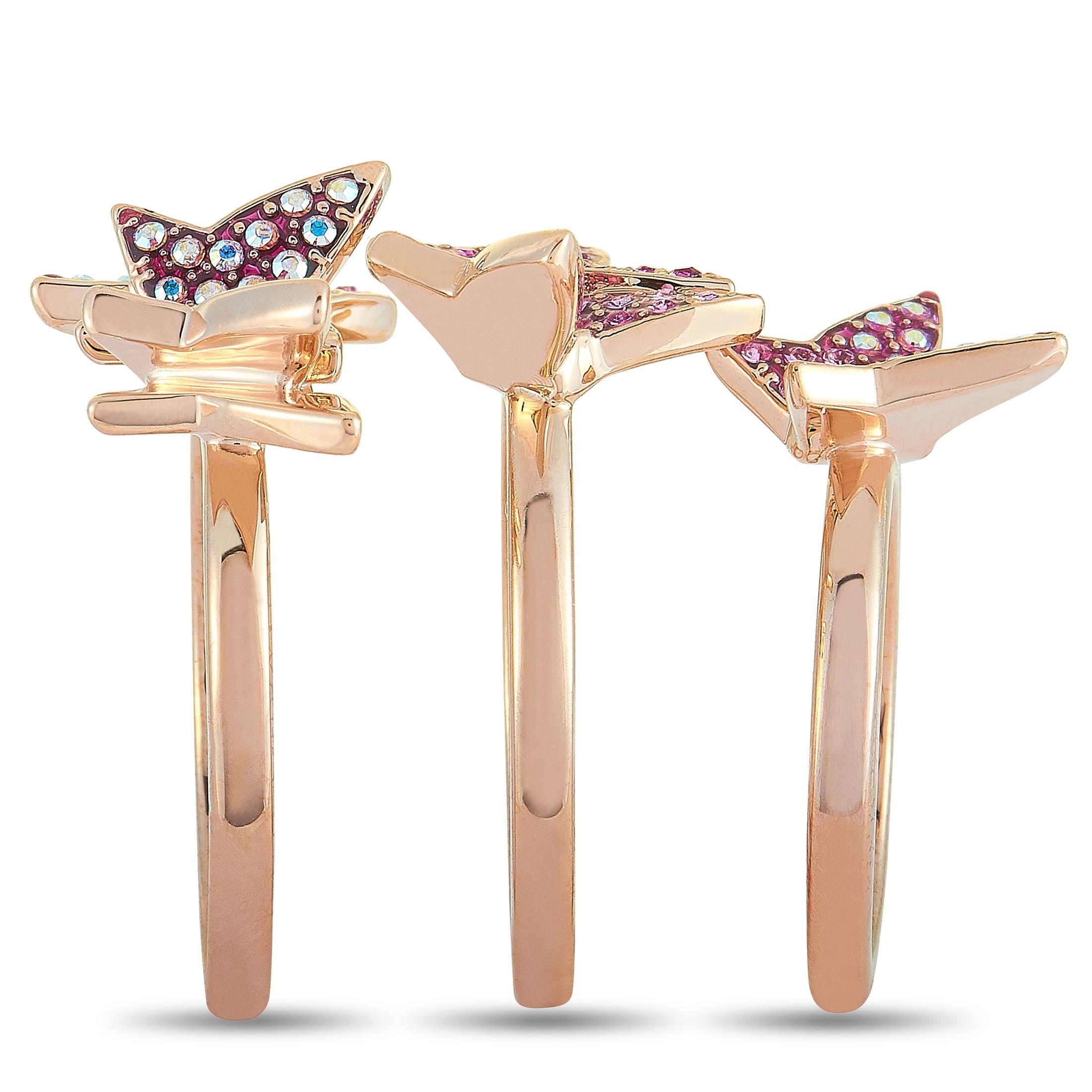 Swarovski Lilia 18K Roségold vergoldete Stapelbare Ringe aus Edelstahl und Kristall mit Kristall (Rundschliff) im Angebot
