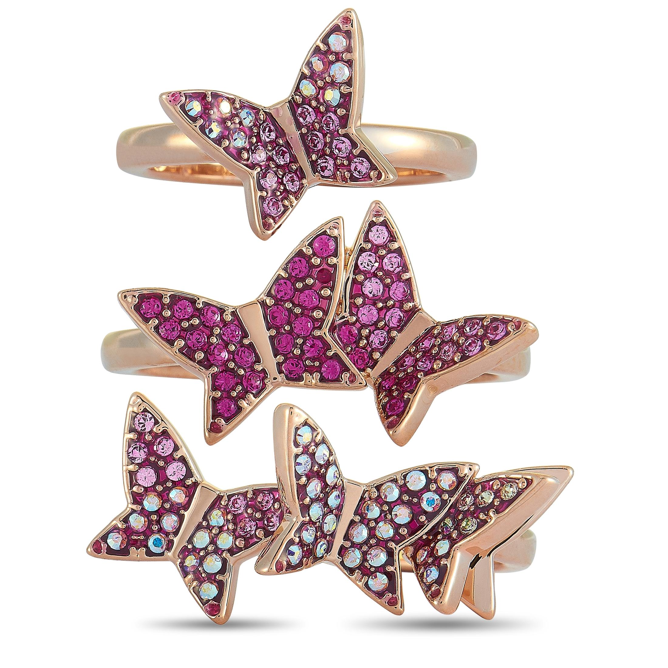Swarovski Lilia 18K Roségold vergoldete Stapelbare Ringe aus Edelstahl und Kristall mit Kristall im Angebot 1