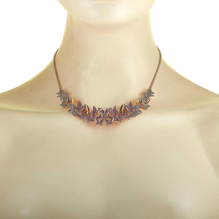 Swarovski Lilia Y Necklace, Butterfly, Rose-Gold Tone Plated