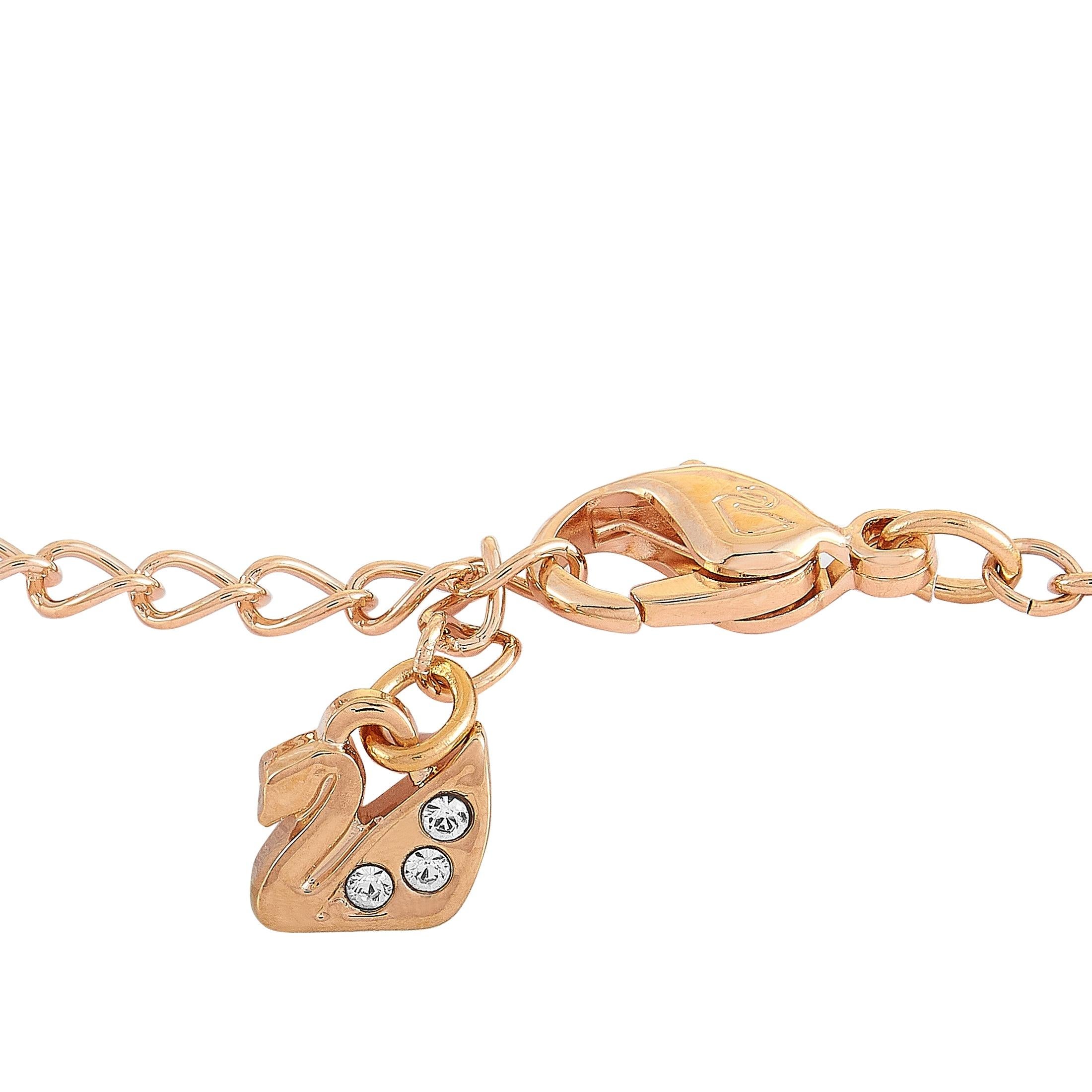 Swarovski Lilia 18 Karat Roségold-Edelstahl Rosa Kristall Schmetterlingsbändchen (Rundschliff)