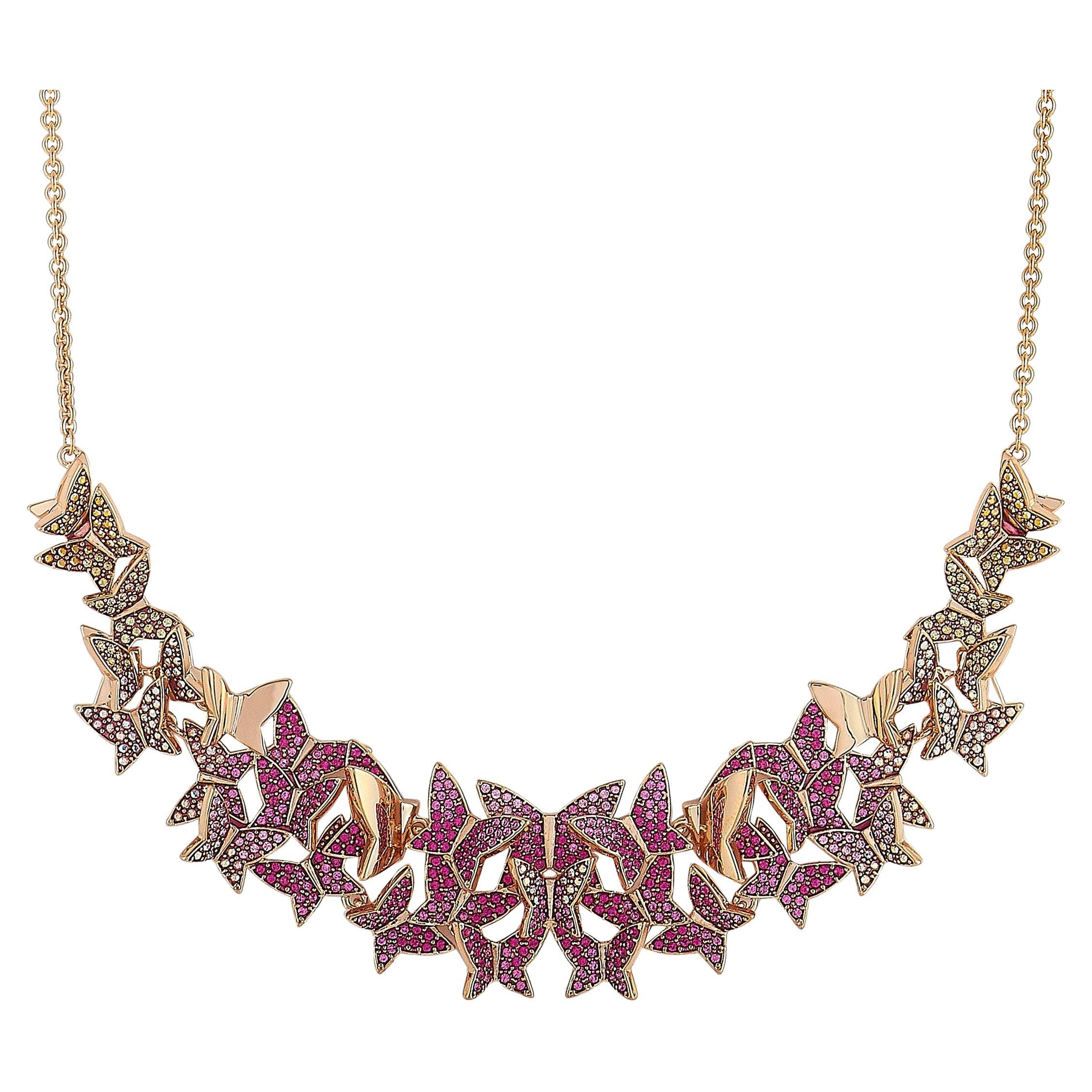 Swarovski Lilia 18K Rose Gold-Plated Stainless Steel Pink Crystal Butterfly  Bib For Sale at 1stDibs