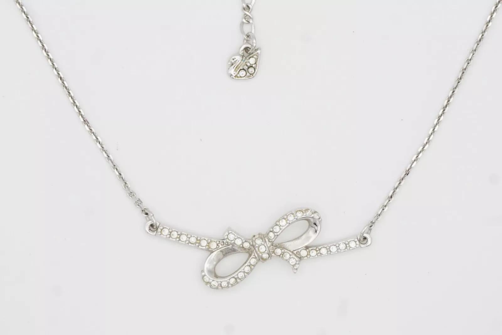 Swarovski Collana lunga con nodo grande, fiocco, nastro, bar, cristalli, A. Silver in vendita 8
