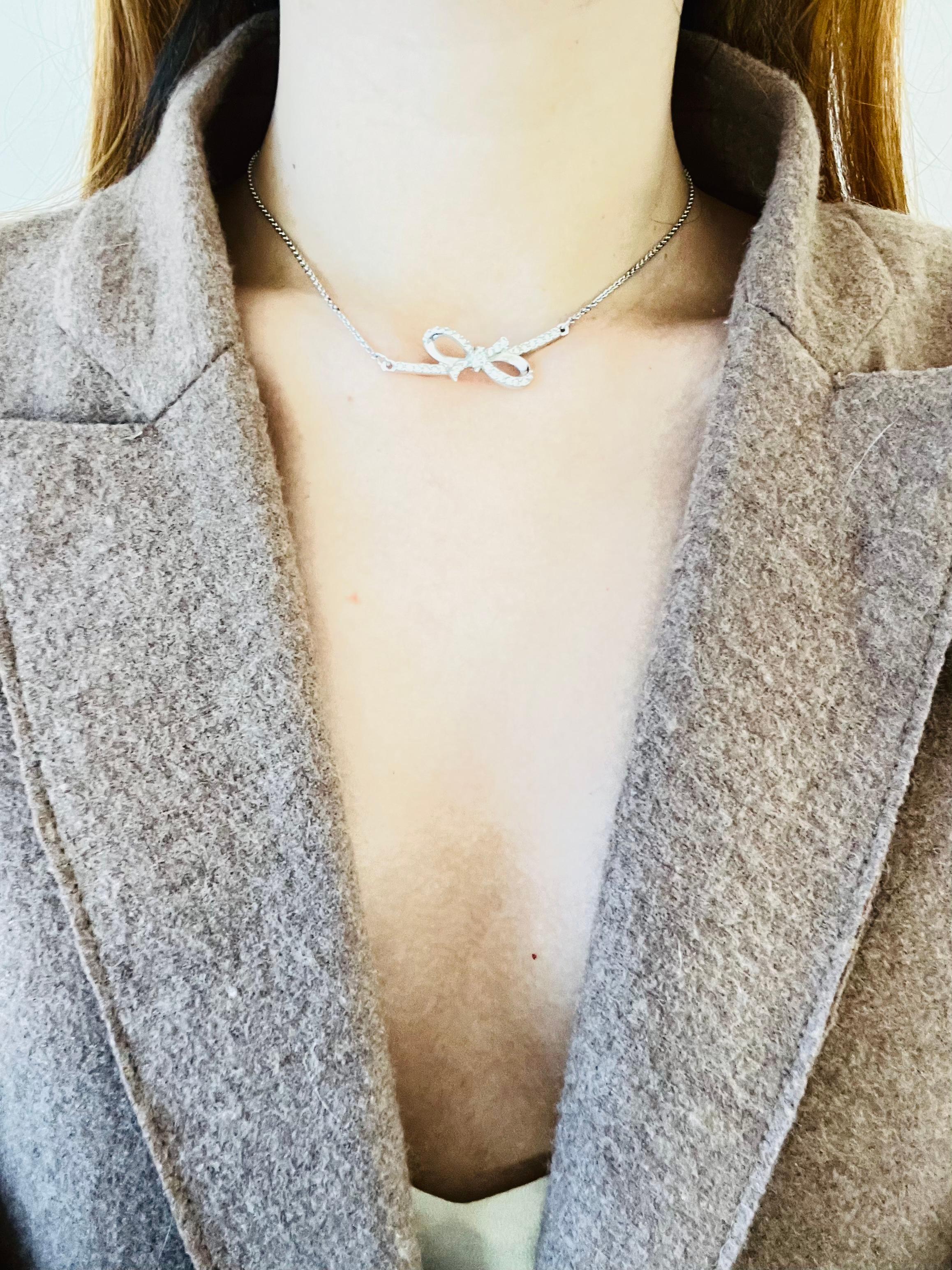 Swarovski Collana lunga con nodo grande, fiocco, nastro, bar, cristalli, A. Silver in vendita 3