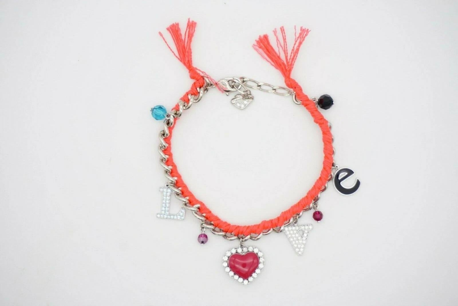 Swarovski Love Heart Charm Alphabet Shining Crystals Pink Red Silver Bracelet For Sale 6