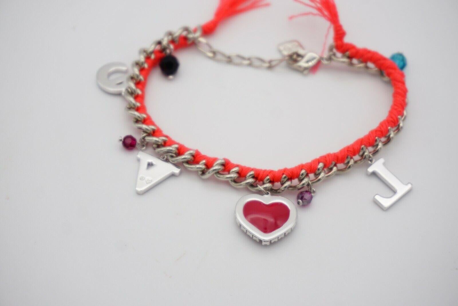 Swarovski Love Heart Charm Alphabet Shining Crystals Pink Red Silver Bracelet For Sale 1