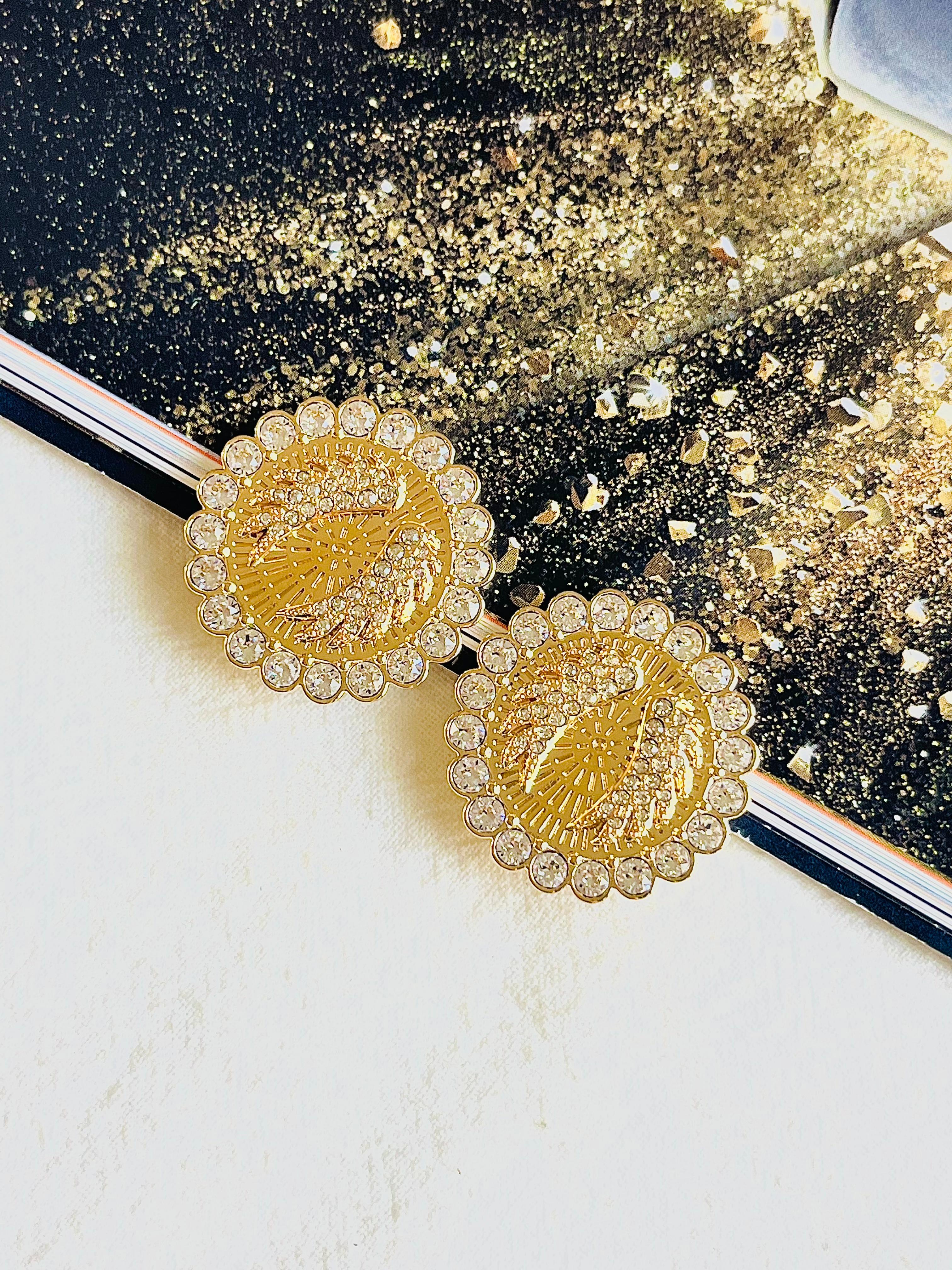 Swarovski Lucky Goddess Maxi Angel Wing Crystals White Gold Clip Earrings, BNWT In New Condition For Sale In Wokingham, England