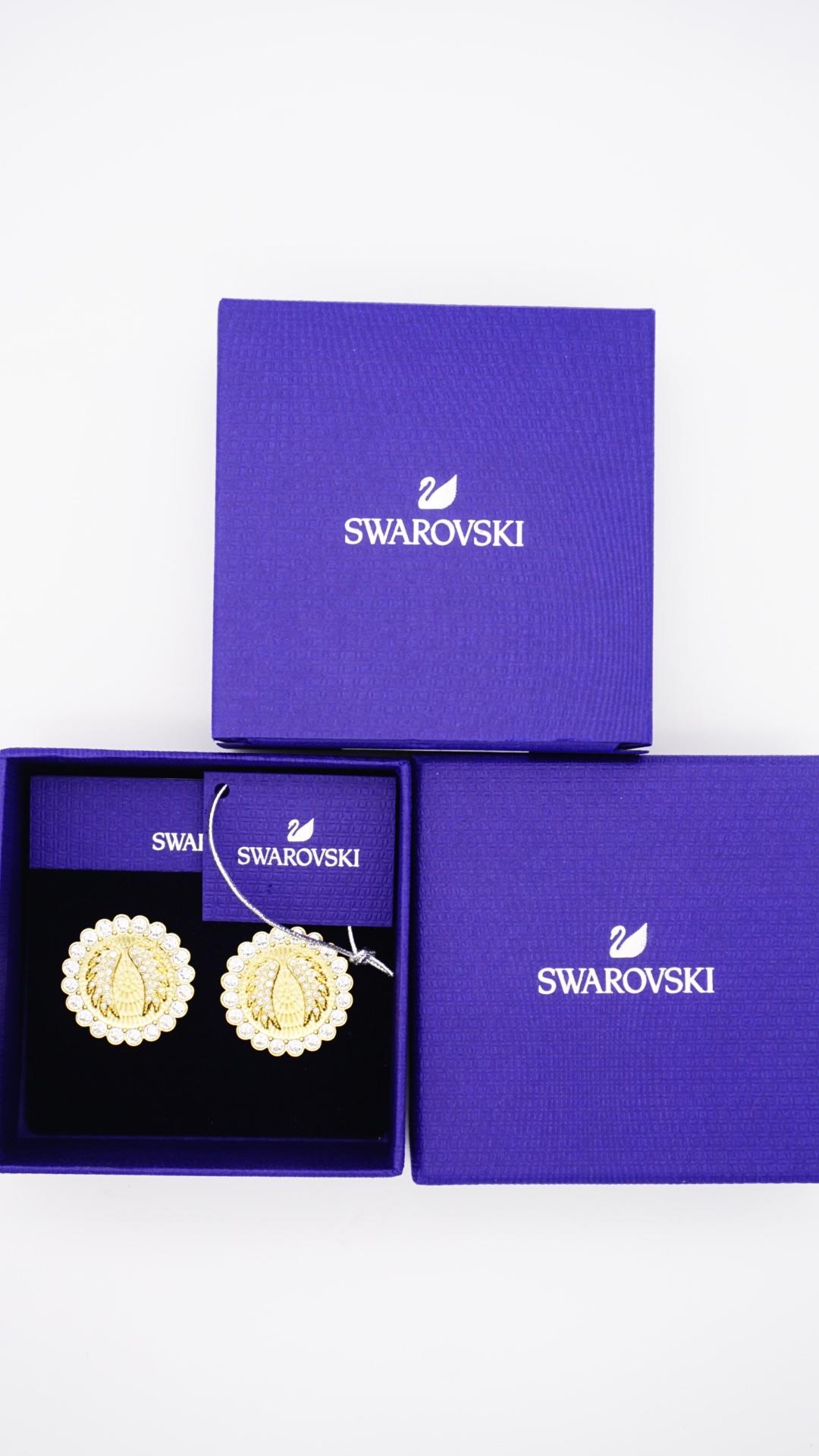 Swarovski Lucky Goddess Maxi Angel Wing Crystals White Gold Clip Earrings, BNWT For Sale 2