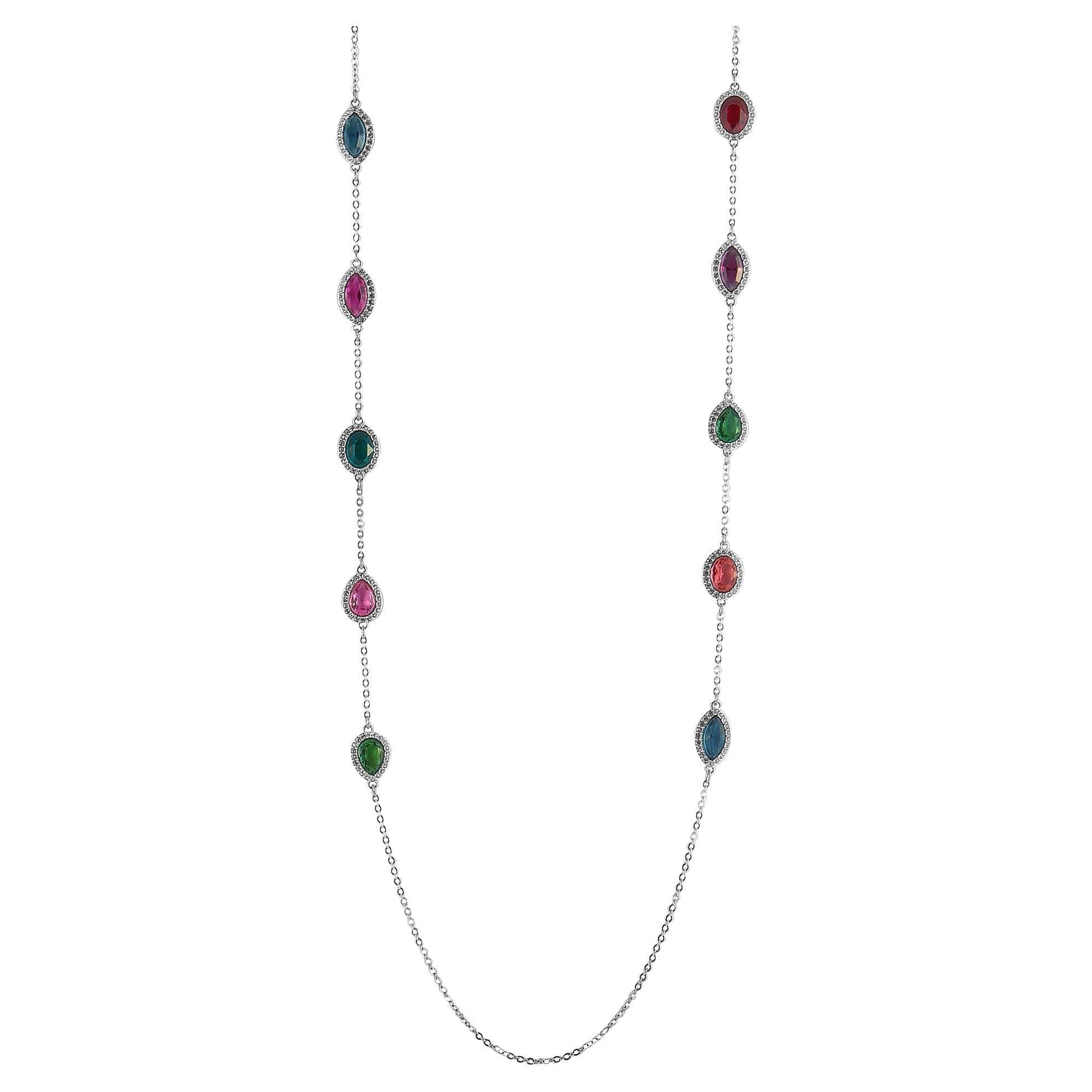 Swarovski Eminence Stainless Steel and Teal/Pink/Yellow Swarovski