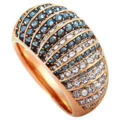 Swarovski Luxury 18K Rose Gold-Plated Stainless Steel Black & Clear Crystal Ring