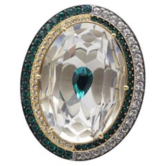 Swarovski Luxury Dark Green Crystals Chunky Nirvana Cocktail Ring Size 50 - 55