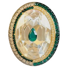 Swarovski Luxury Dark Green Crystals Chunky Nirvana Cocktail Ring Size 50 - 55