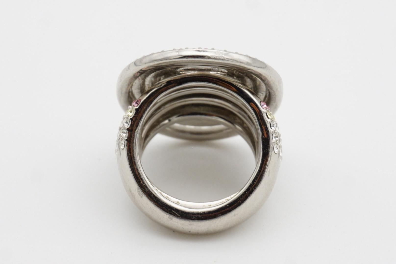 Swarovski Bague cocktail de luxe en cristals arc-en-ciel ovale ajouré et épaisse Nirvana en vente 6