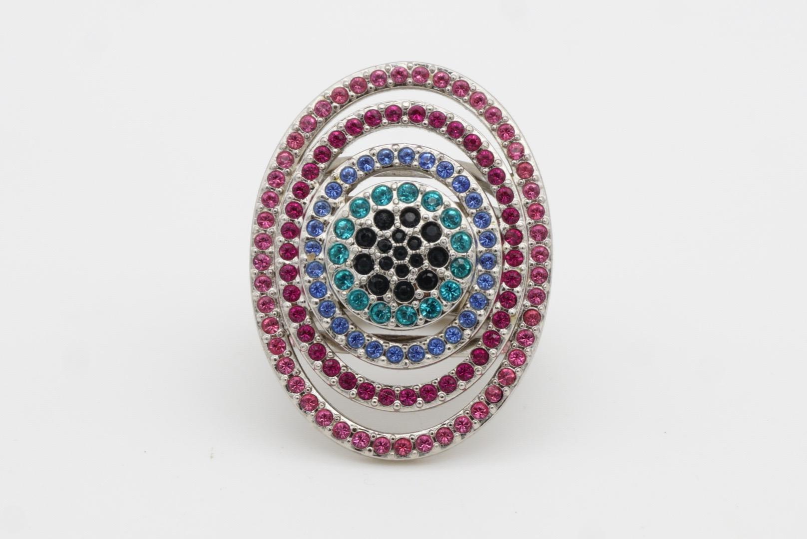 Swarovski Bague cocktail de luxe en cristals arc-en-ciel ovale ajouré et épaisse Nirvana en vente 4