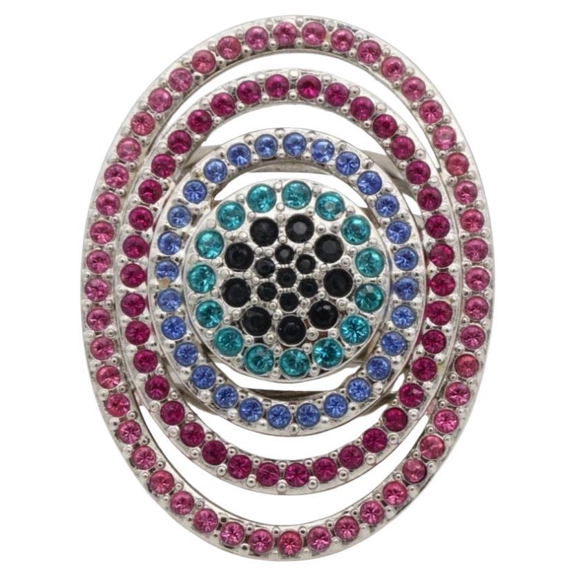 Swarovski Bague cocktail de luxe en cristals arc-en-ciel ovale ajouré et épaisse Nirvana en vente