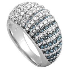 Used Swarovski Luxury Rhodium-Plated Steel Black and Clear Swarovski Crystal Ring