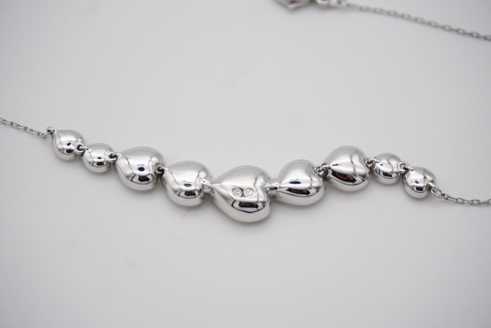 Swarovski Nine 9 Hearts Love Clear Crystal Statement Silver Pendant Necklace For Sale 5