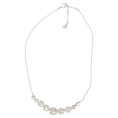 Swarovski Nine 9 Hearts Love Clear Crystal Statement Silver Pendant Necklace