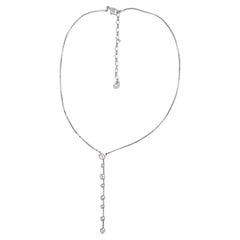 Swarovski Clear Crystals Floating Stones Tassel Chain Pendant Long Necklace