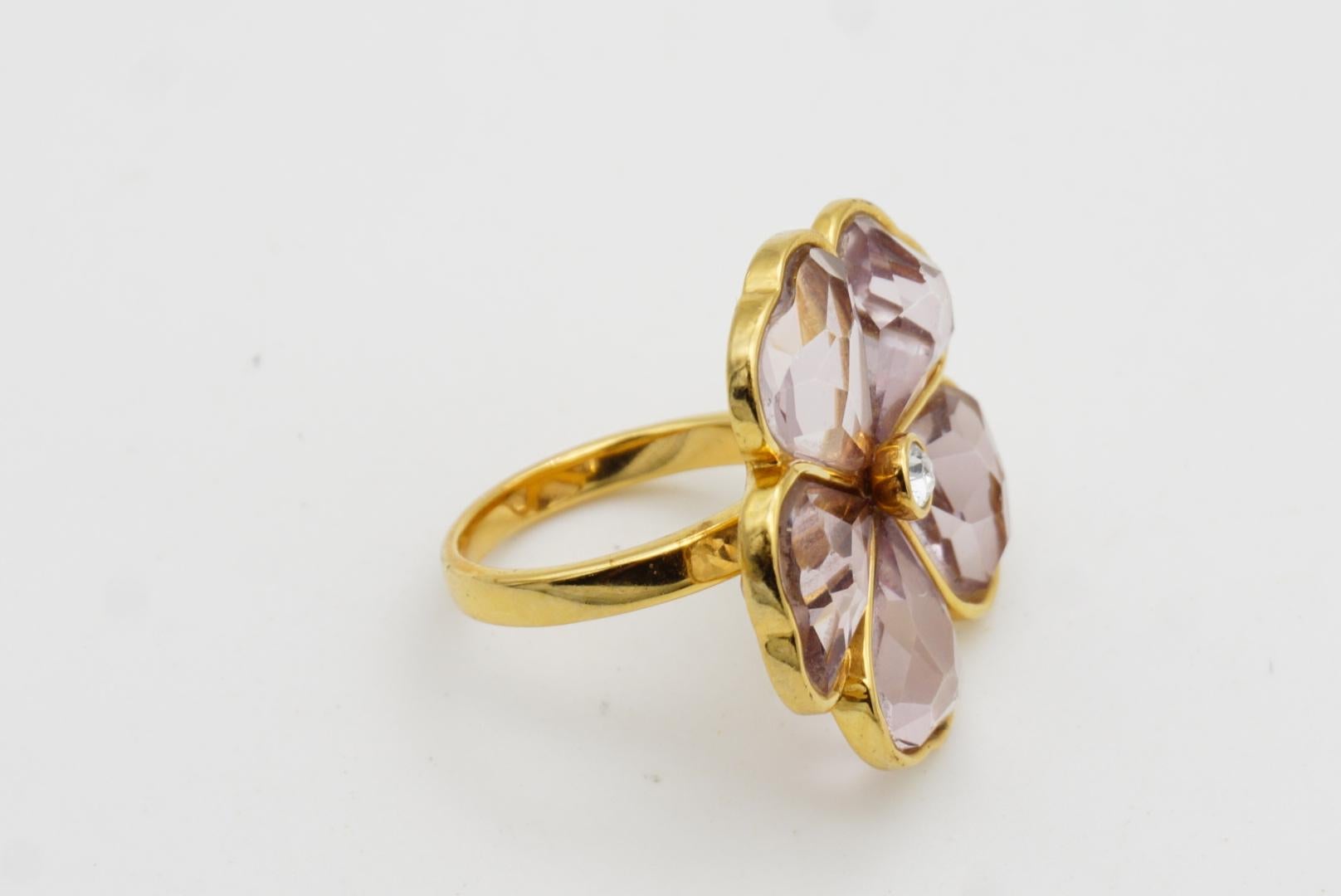 Swarovski Nirvana Cocktail Anillo Halo Flor Corazón Cristal Rosa Claro, Talla 55 en venta 5