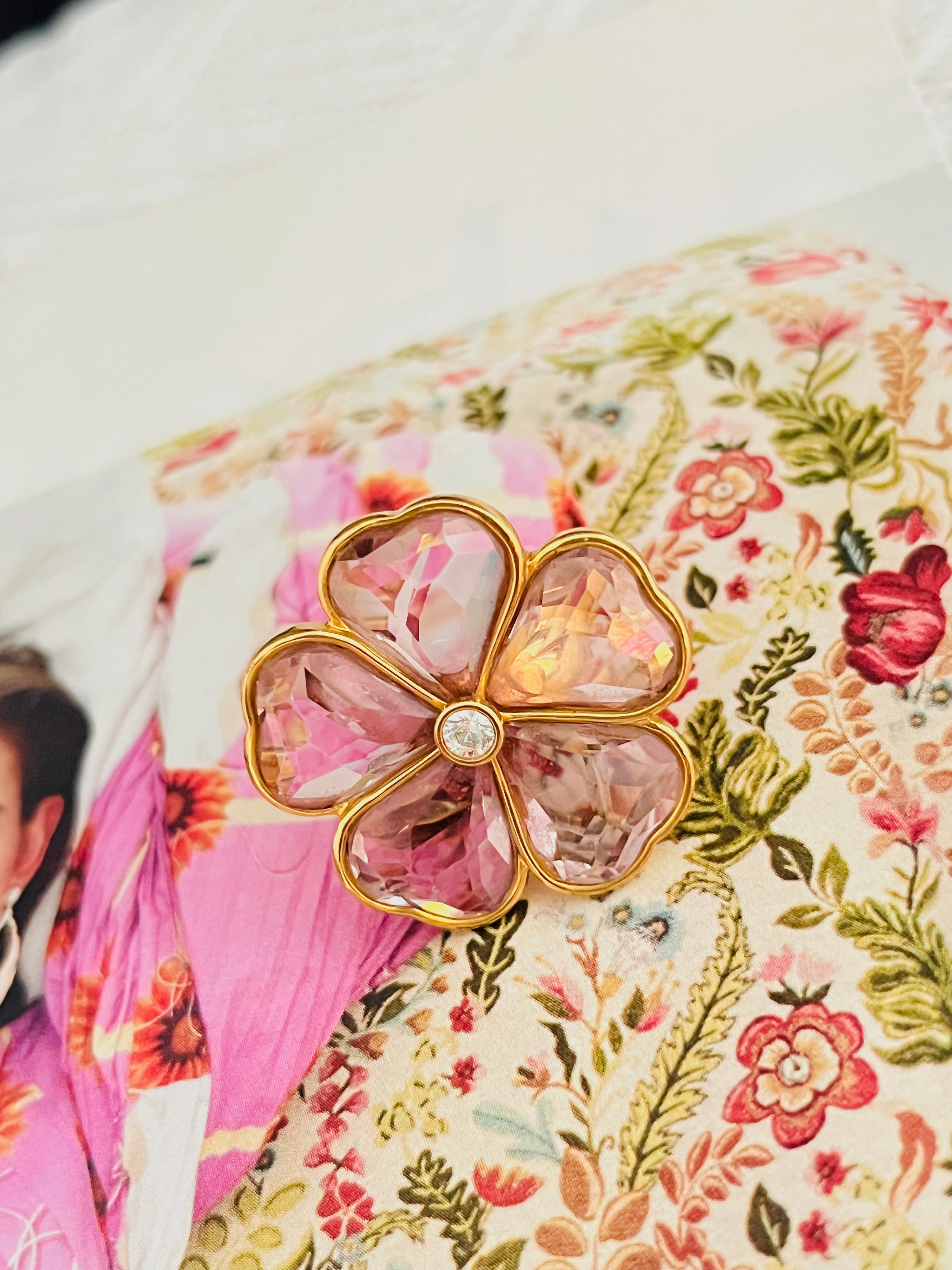 Art déco Swarovski Nirvana Cocktail Bague Halo fleur cœur en cristal rose clair, taille 55 en vente