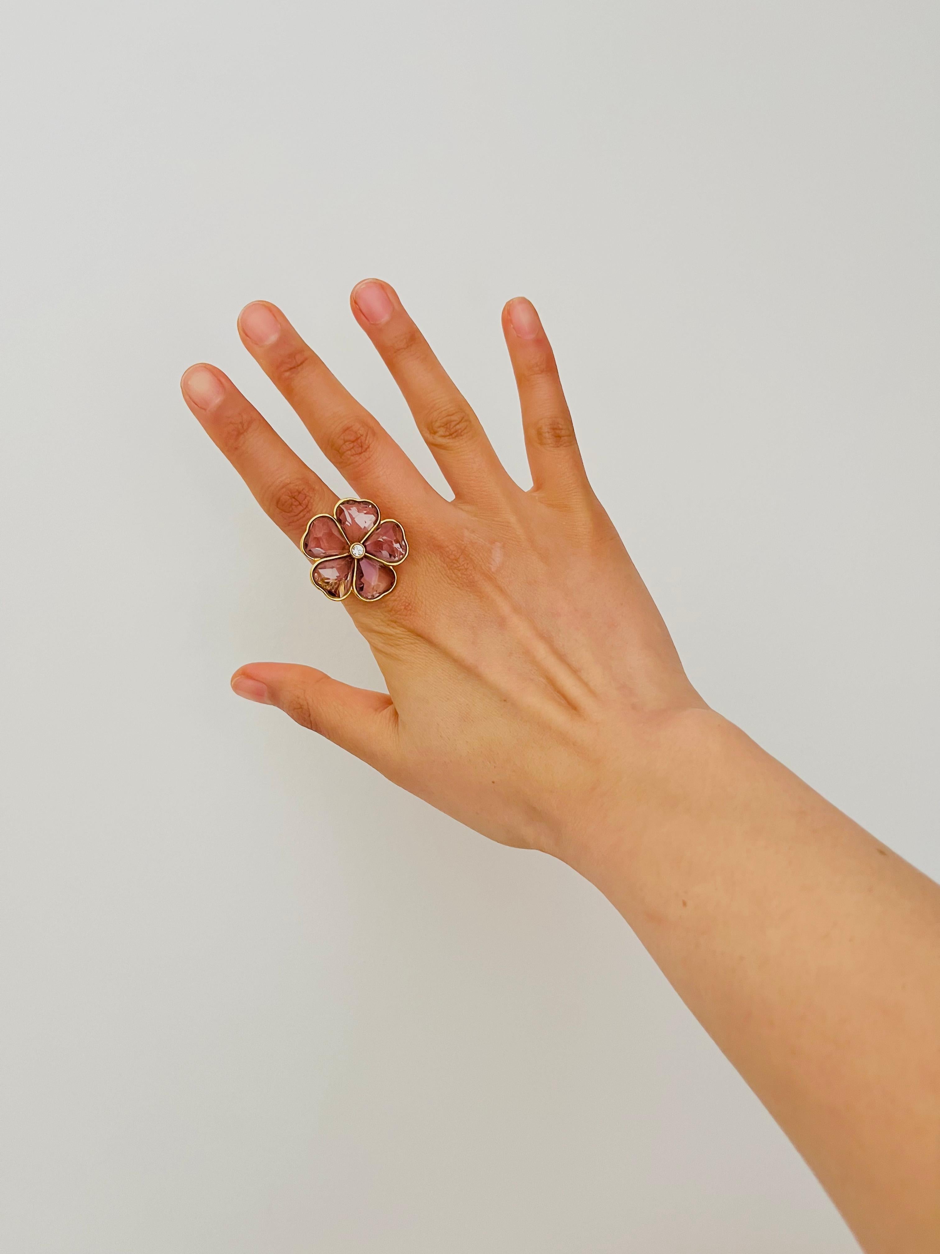 Femenino o masculino Swarovski Nirvana Cocktail Anillo Halo Flor Corazón Cristal Rosa Claro, Talla 55 en venta