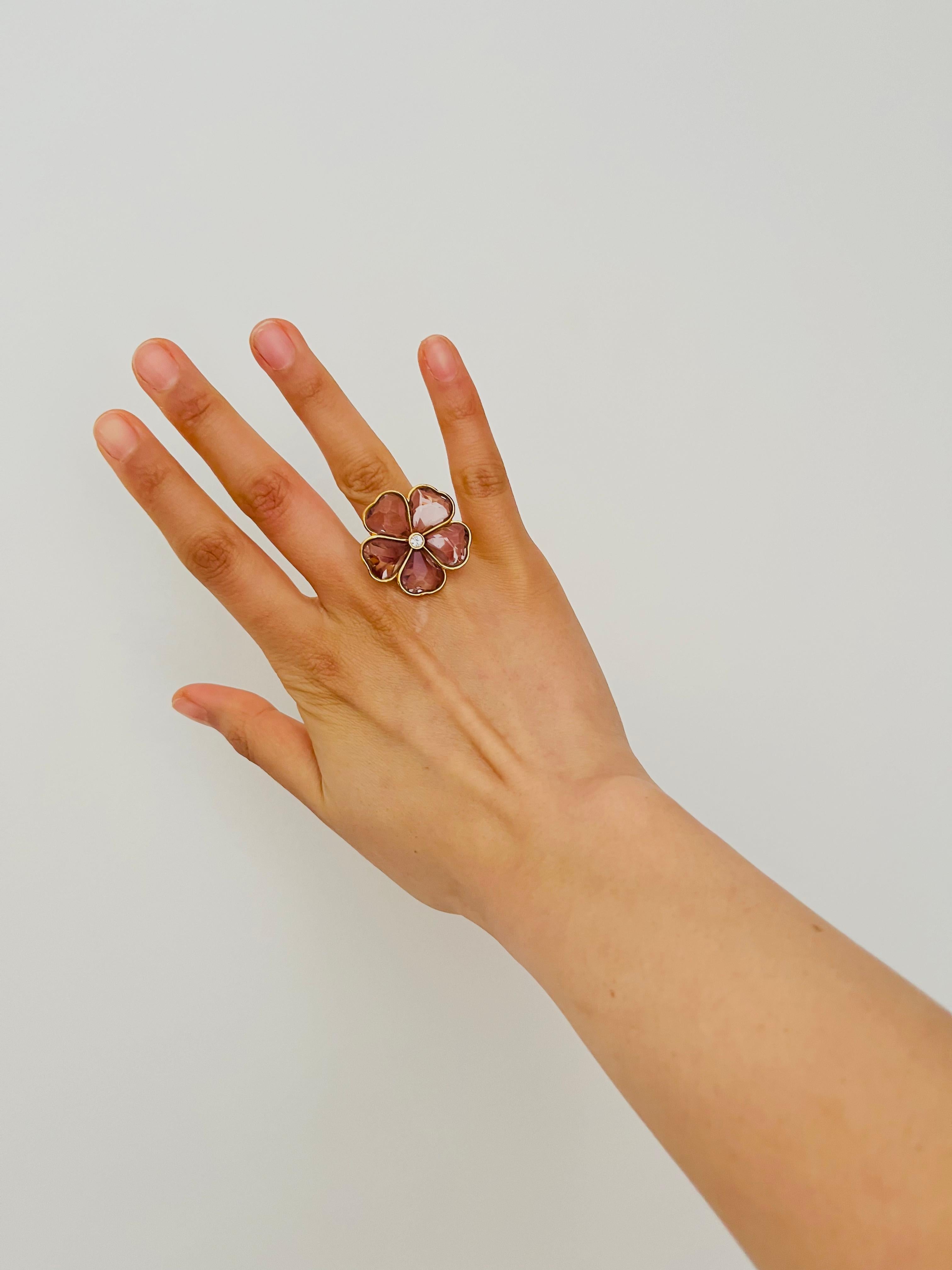 Swarovski Nirvana Cocktail Anillo Halo Flor Corazón Cristal Rosa Claro, Talla 55 en venta 2