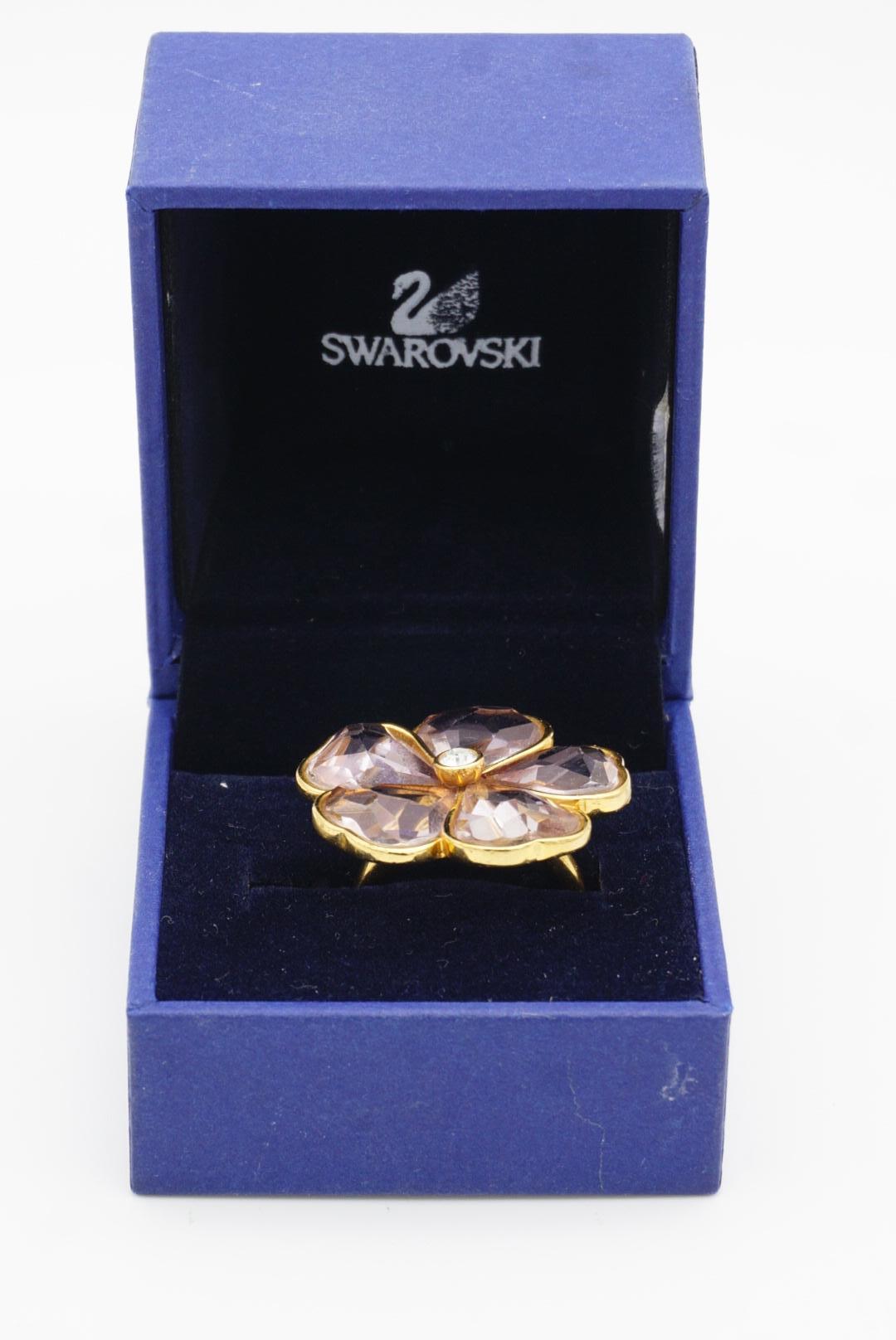 Swarovski Nirvana Cocktail Anillo Halo Flor Corazón Cristal Rosa Claro, Talla 55 en venta 3