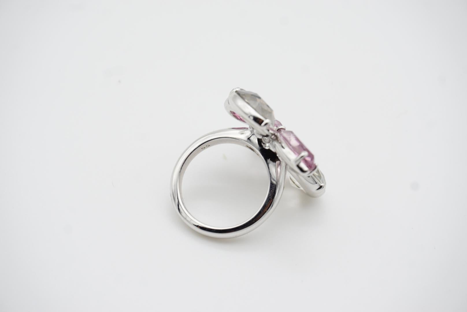 Swarovski Nirvana Cocktail Clear Purple Crystal Flower Ring, Silver, Size 55 For Sale 5