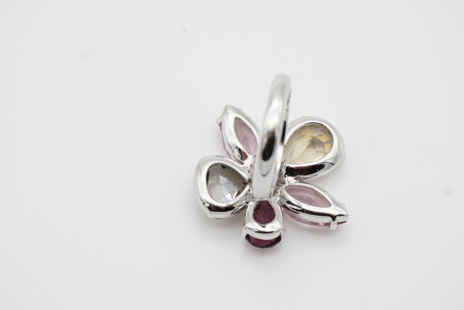 Swarovski Nirvana Cocktail Clear Purple Crystal Flower Ring, Silver, Size 55 For Sale 8