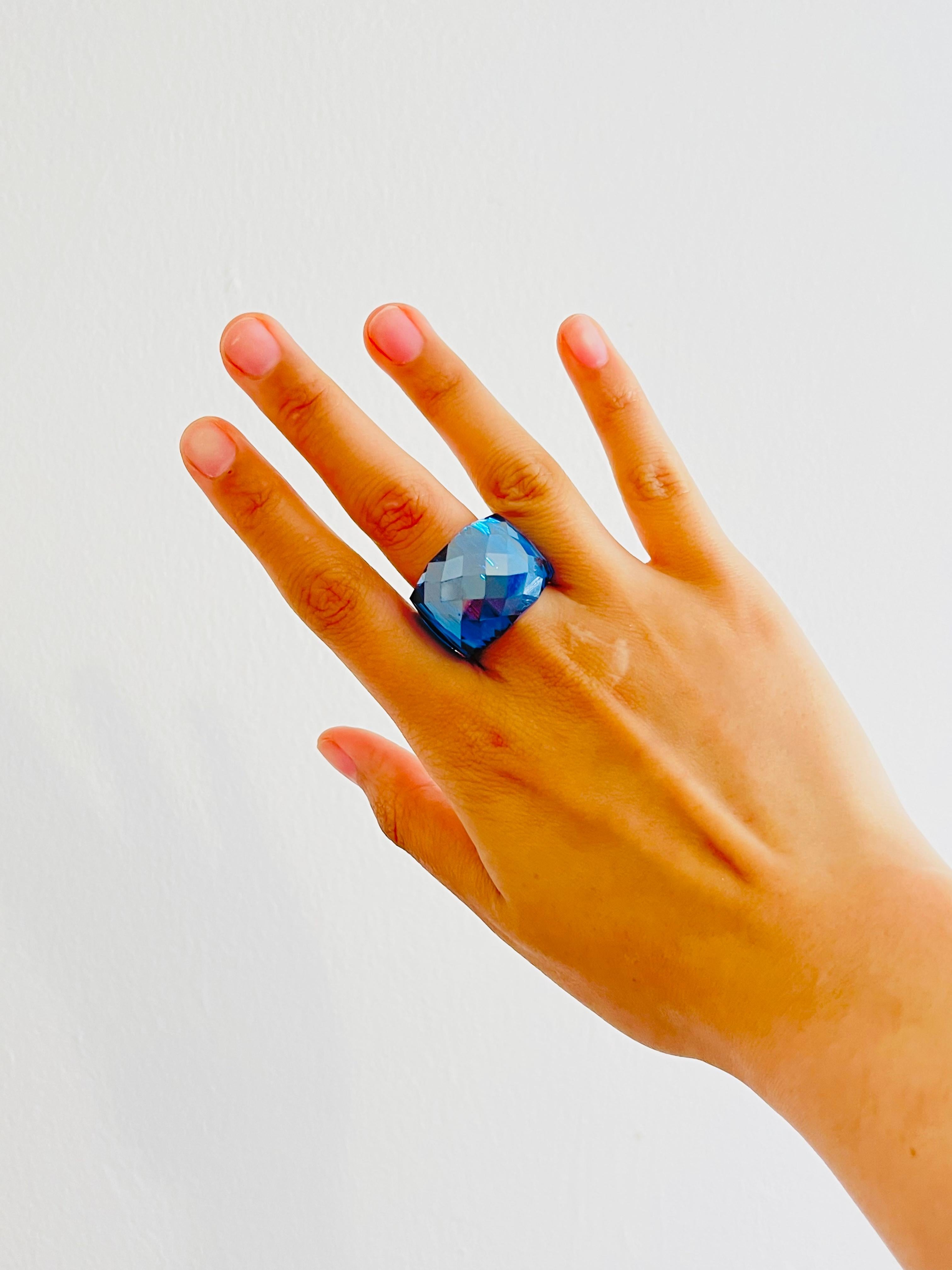 Swarovski Nirvana Cocktail Fully Cut Crystal Navy Blue Ring Silver Size 55 UK N 1