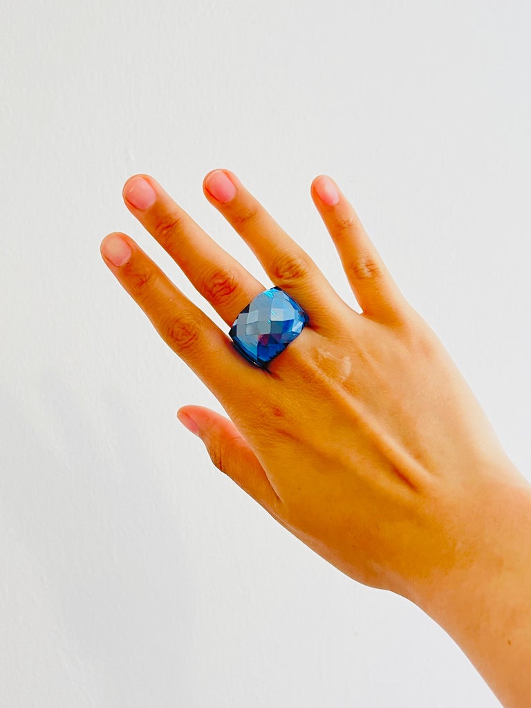 Bague Cocktail Bague Feuille Swarovski Bague Cocktail Nirvana Entièrement  Taillée En Cristal Bleu Marine