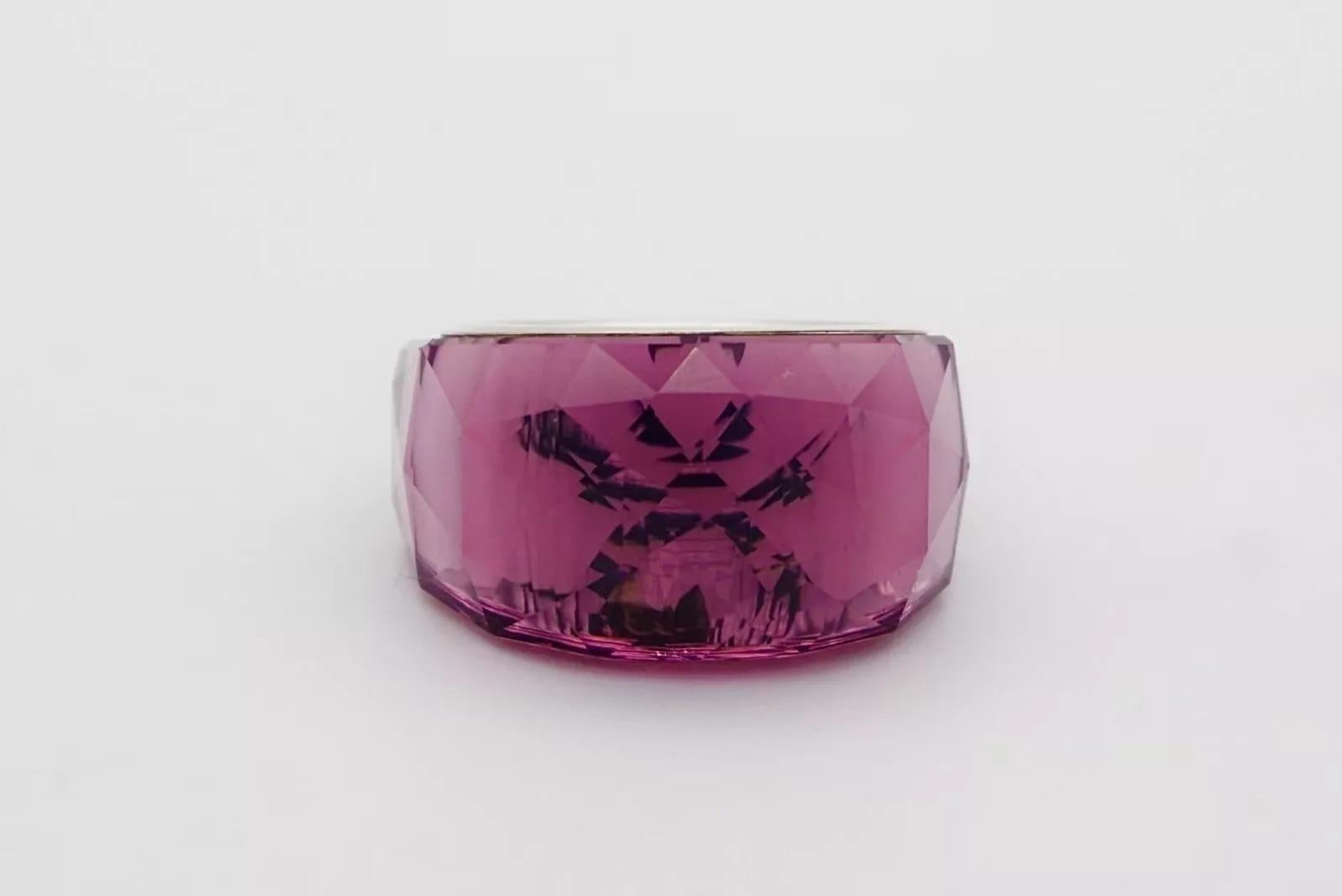 Swarovski Nirvana Cocktail Fully Cut Purple Petite Small Ring, Silver Plated, 52 5